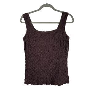 Coldwater Creek Lace Overlay Tank Size S (6-8) Brown Forest Fairy Dark Romantic